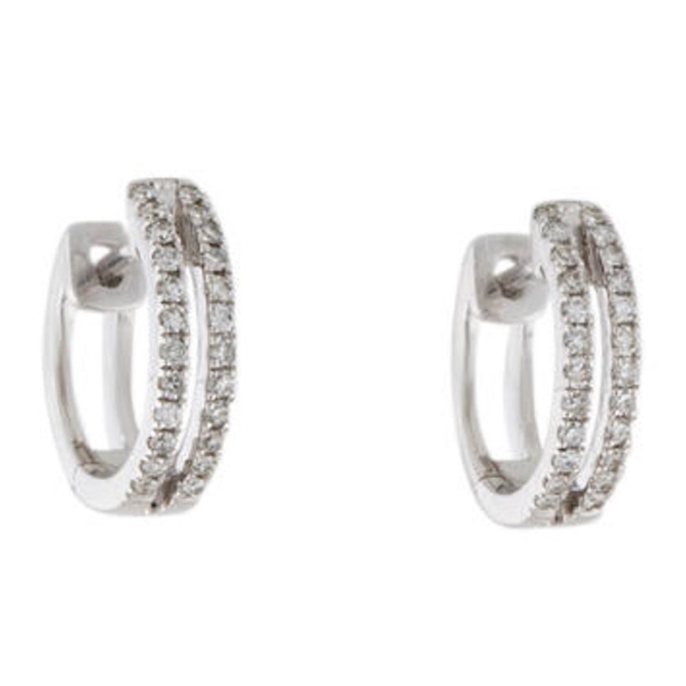 KC Designs 14K Diamond Double Row Huggie Hoop Earrings